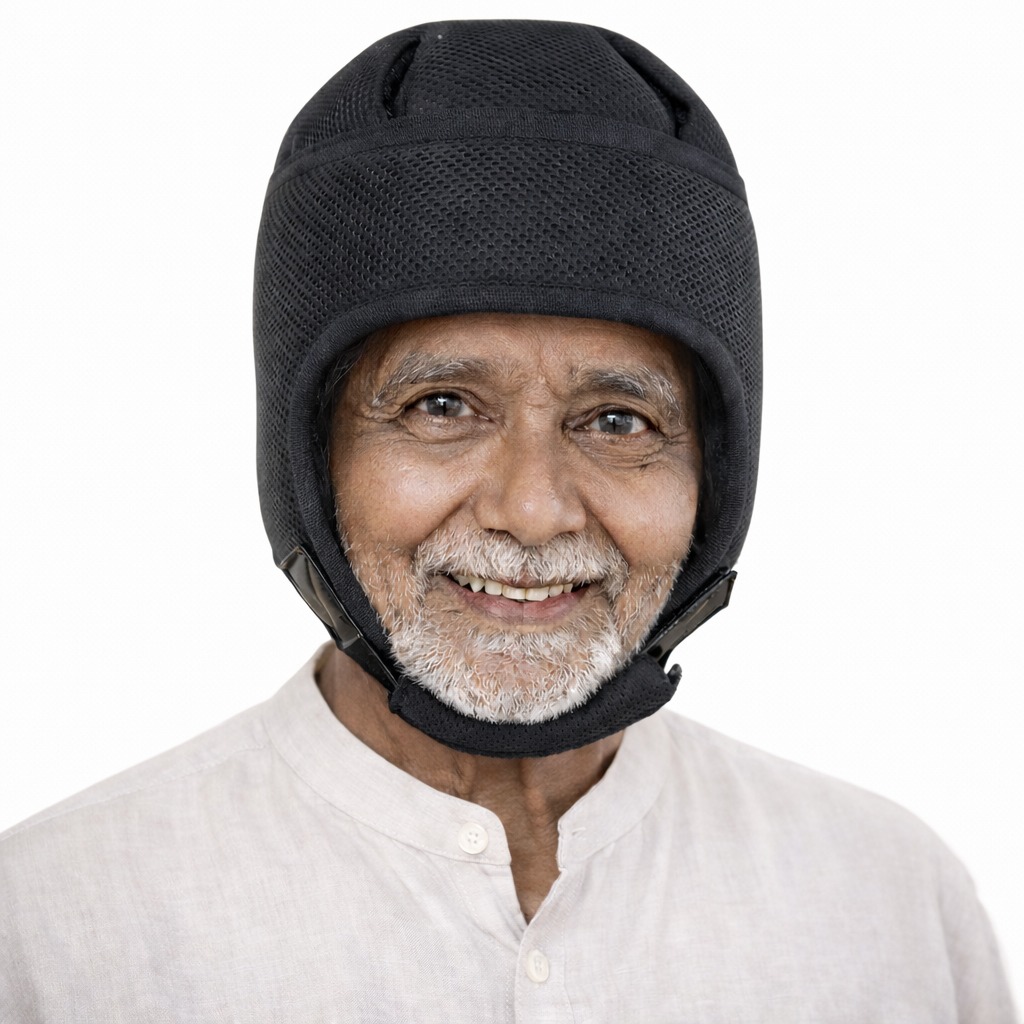 DazzleSafe™ for Parkinson's — elderly man with headgear